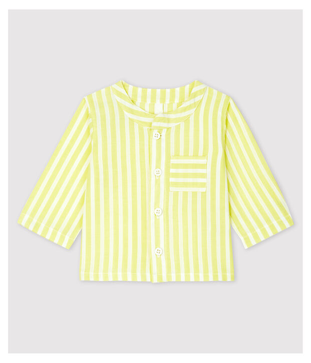 Lang&auml;rmelige Baby-Bluse aus Bio-Baumwoll-Popeline mit gelben Streifen gelb/weiss
