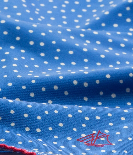 Mädchen-Badeanzug mit Punktmuster blau DELFT/weiss LAIT