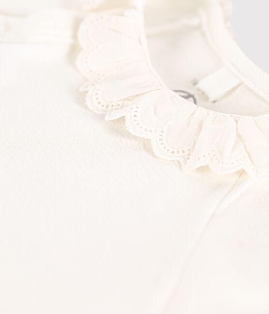 Baby-Body aus Bio-Baumwolle mit Kragen für Mädchen weiss MARSHMALLOW