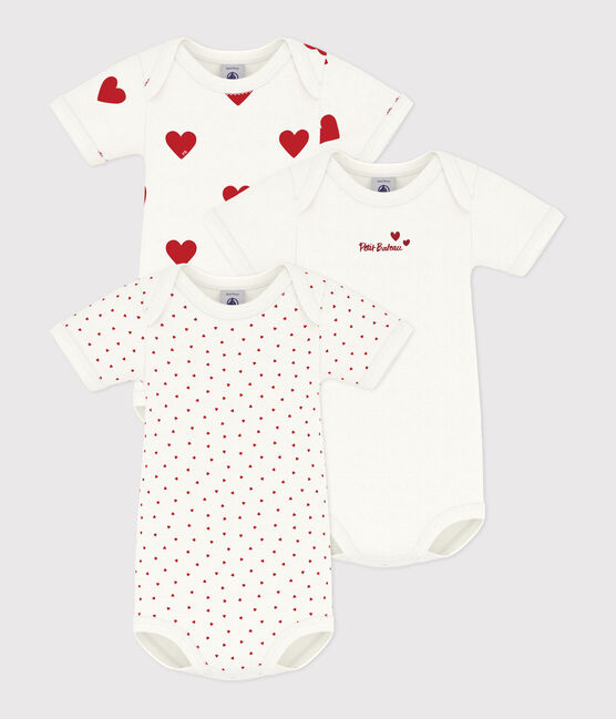3er-Set kurzärmelige Baby-Bodys aus Baumwolle mit Herzmuster variante 1
