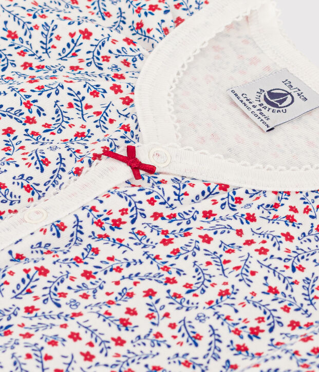 Gebl&uuml;mter Baby-Kurzoverall aus Baumwolle weiss/vielfarbig