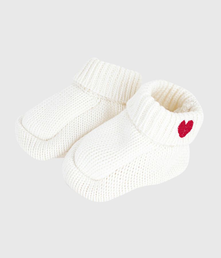 Newborn Baby-Schuhe aus Baumwollstrick weiss
