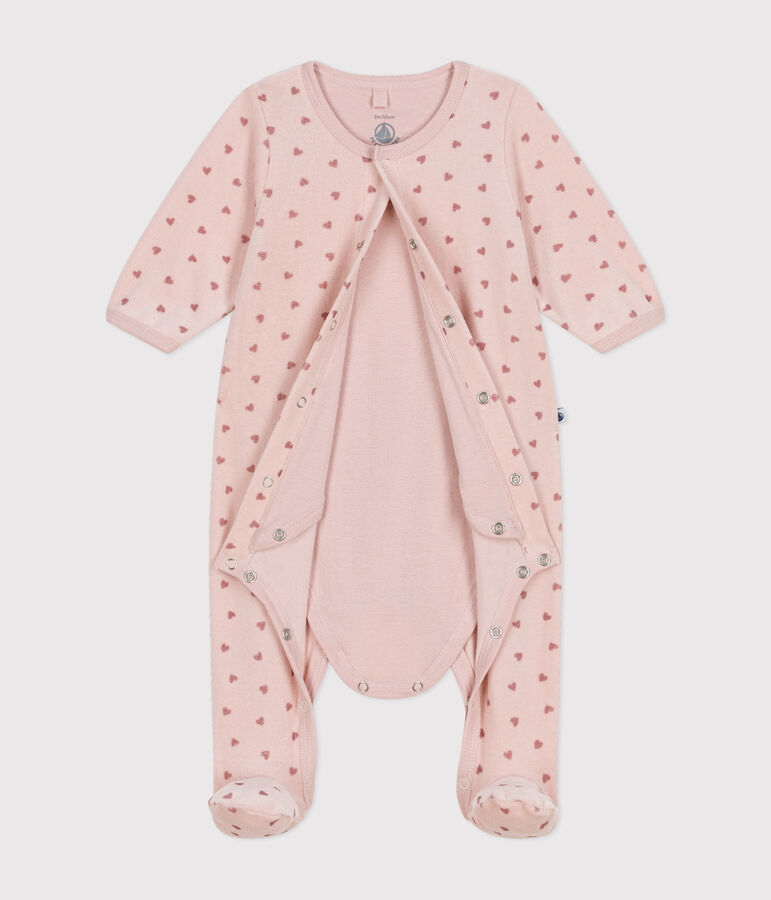 Bodyjama aus Nicki mit kleinen Herzen f&uuml;r Babys rosa SALINE/ ROSEWOOD