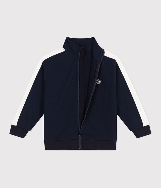 Kinder-Sweatshirt mit Reißverschluss und Stehkragen aus einfarbiger Baumwolle blau SMOKING