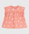 Kurzärmelige Baby-Bluse aus Baumwolle mit Sonnenmuster orange ABRICOT/ MARSHMALLOW