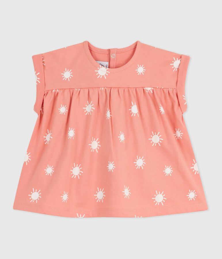 Kurz&auml;rmelige Baby-Bluse aus Baumwolle mit Sonnenmuster orange/weiss