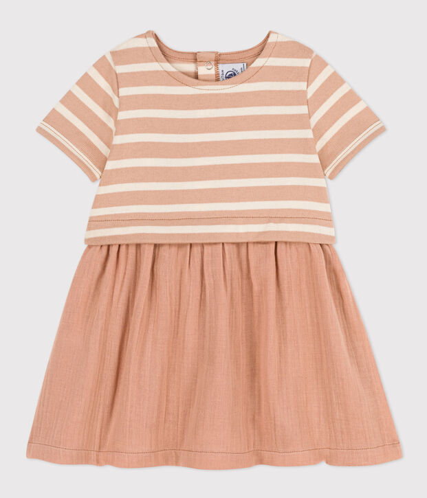 Kurz&auml;rmeliges Baby-Kleid f&uuml;r M&auml;dchen beige/naturfarben