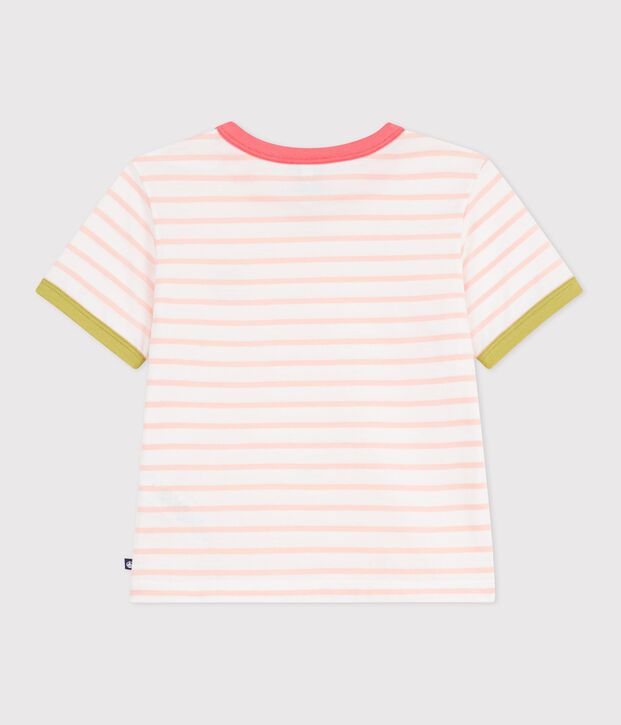 Kurz&auml;rmeliges Kinder-T-Shirt aus Baumwolle mit Streifen rosa/orange