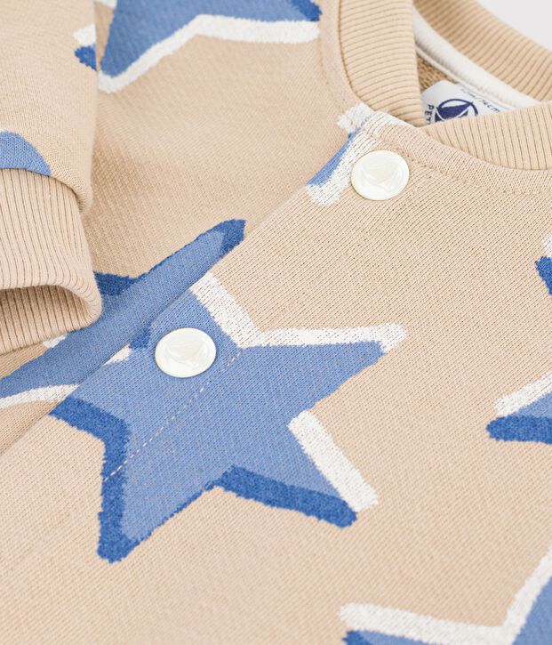 Langer Baby-Overall aus Baumwolle mit Sternmotiv beige/vielfarbig