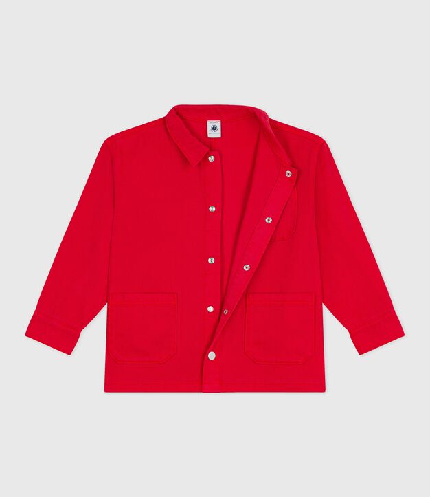 Kinder-Jacke aus einfarbiger Baumwolle rot