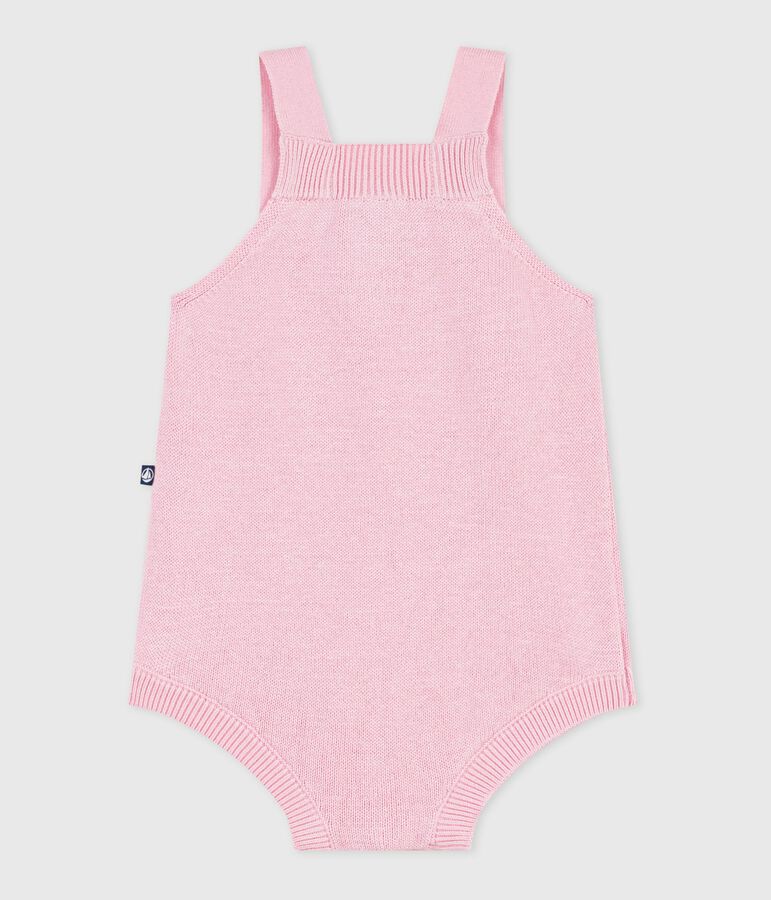 Baby-Kurzoverall aus Baumwollstrick mit Lochstickerei rosa