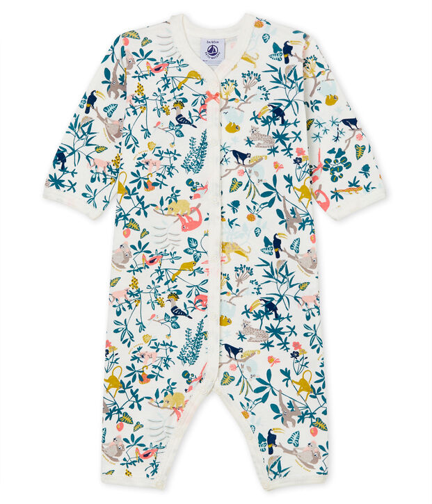 Baby-Strampler in Rippstrick f&uuml;r M&auml;dchen weiss/vielfarbig