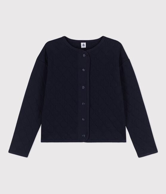 Damen-Cardigan aus gestepptem Doppeljersey blau SMOKING