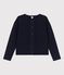 Damen-Cardigan aus gestepptem Doppeljersey blau SMOKING