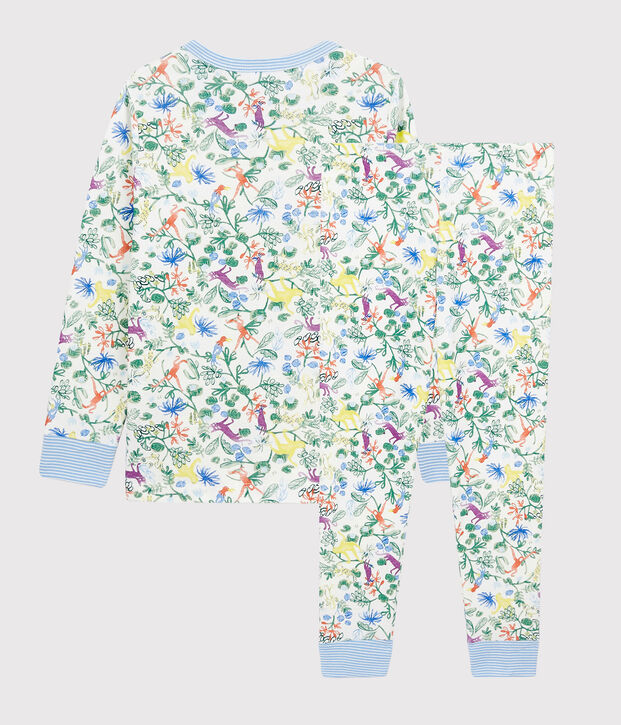 Kinderpyjama aus Baumwolle mit Dschungelmotiv f&uuml;r Jungen weiss/vielfarbig