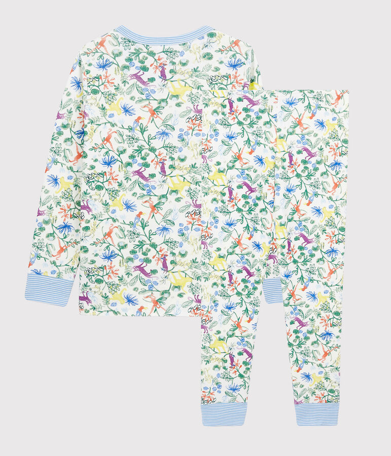 Kinderpyjama aus Baumwolle mit Dschungelmotiv f&uuml;r Jungen weiss/vielfarbig