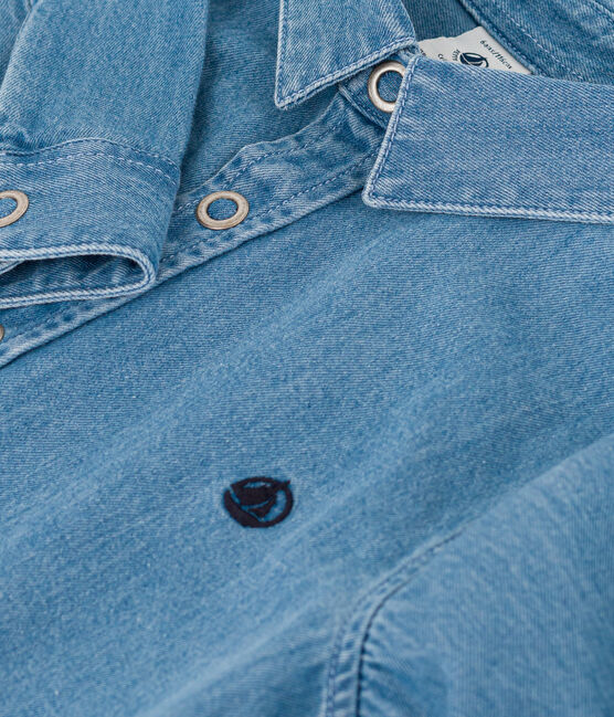 Kinderhemd aus leichtem Denim für Jungen blau DENIM CLAIR