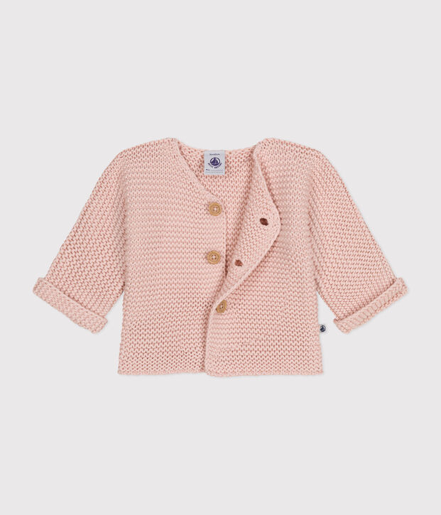 Baby-Cardigan kraus rechts gestrickt rosa