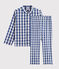 Kinderpyjama aus Twill mit Karo-Muster für Jungen blau MEDIEVAL/weiss MARSHMALLOW