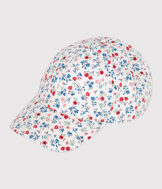 Kinder-Cap aus geblümtem Leinenstoff für Mädchen weiss MARSHMALLOW/weiss MULTICO