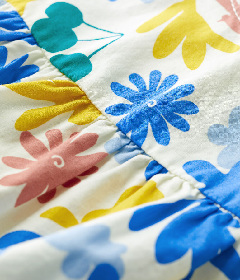 &Auml;rmellose Baby-Bluse aus Popeline mit Blumenmuster weiss/vielfarbig