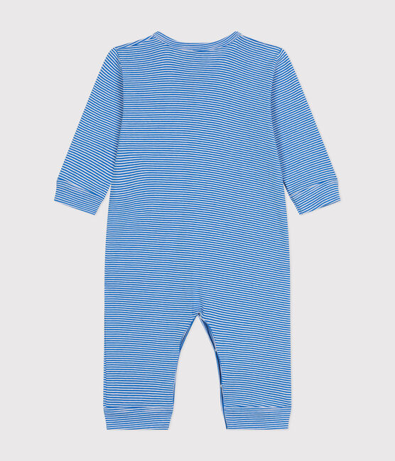 Babypyjama ohne Füße aus Baumwolle mit Streifenmuster DELPHINIUM/ MARSHMALLOW