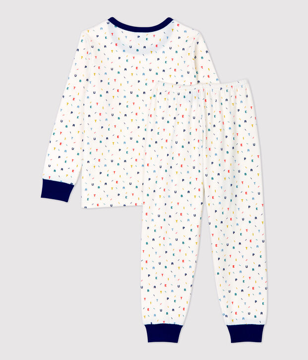 Kinderpyjama aus Nicki mit mehrfarbigem Buchstaben-Print weiss/vielfarbig