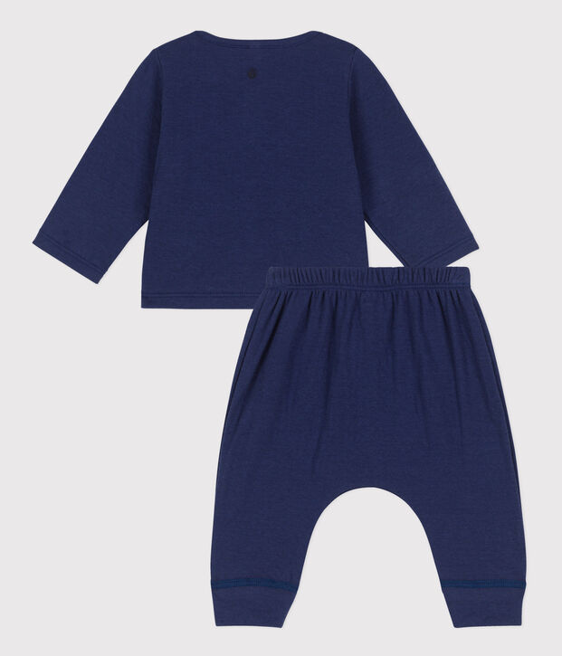 Zweiteiliges Baby-Set aus Bio-Doppeljersey blau