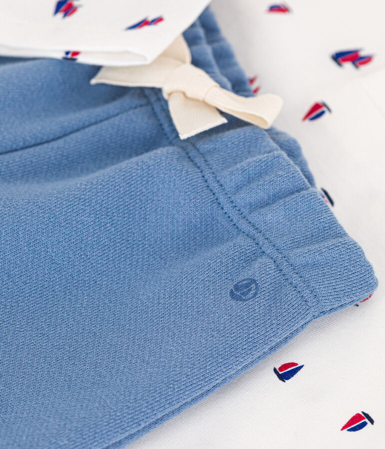 Baby-Set mit Latzhose aus Molton und T-Shirt aus Baumwolle vielfarbig