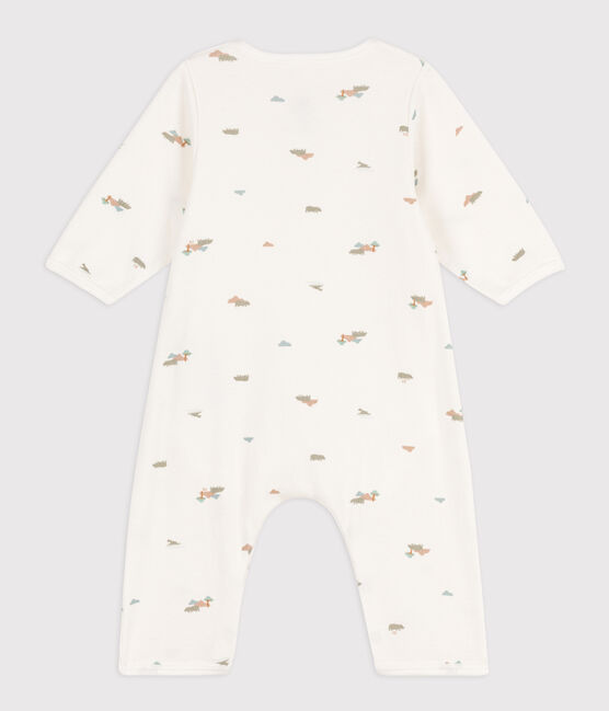 Baby-Bodyjama aus Baumwolle weiss MARSHMALLOW/weiss MULTICO