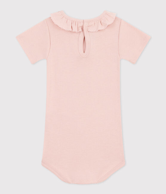 Kurzärmeliger Baby-Body aus Baumwolle mit Rüschenkragen rosa SALINE