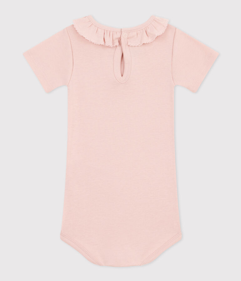 Kurz&auml;rmeliger Baby-Body aus Baumwolle mit R&uuml;schenkragen rosa