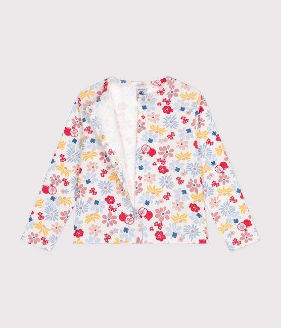 Cardigan aus Baumwolle für Mädchen weiss MARSHMALLOW/weiss MULTICO