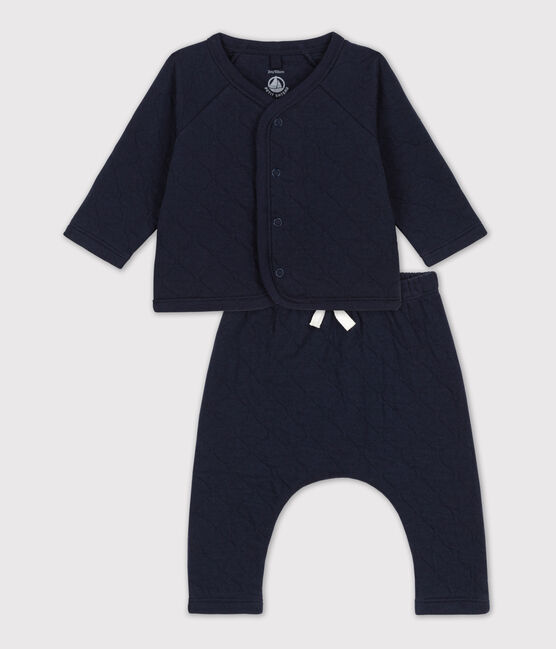 Zweiteiliges Baby-Set aus gesteppter Baumwolle blau SMOKING