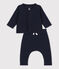 Zweiteiliges Baby-Set aus gesteppter Baumwolle blau SMOKING