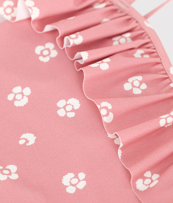 Einteiliger Kinder-Badeanzug mit Blumenmotiv rosa CHARME/weiss MARSHMALLOW