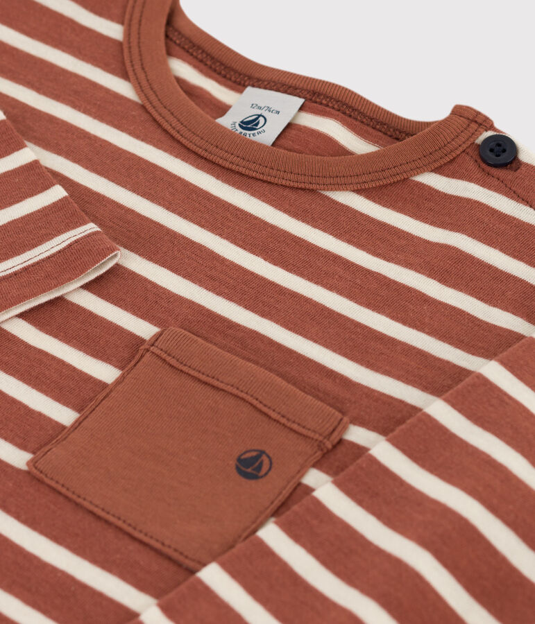 Lang&auml;rmeliges Baby-T-Shirt aus Baumwolle braun/naturfarben