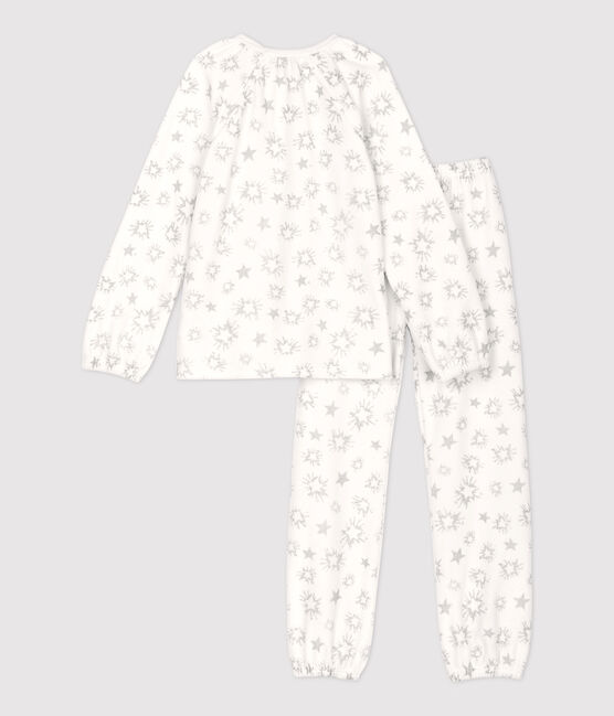 Kinderpyjama aus Nicki mit Sternen-Print für Mädchen weiss MARSHMALLOW/grau ARGENT