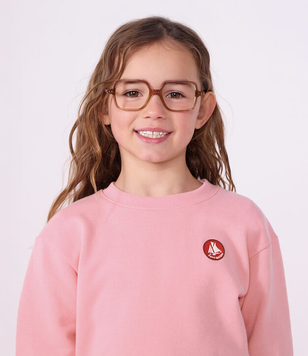 Kinder-Sweatshirt aus einfarbiger Baumwolle rosa