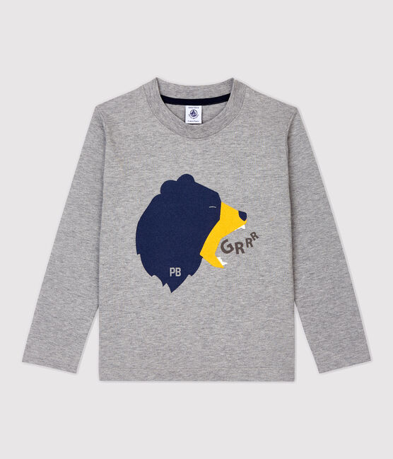 Langärmeliges Kinder-T-Shirt aus Baumwolle für Jungen grau SUBWAY CHINE