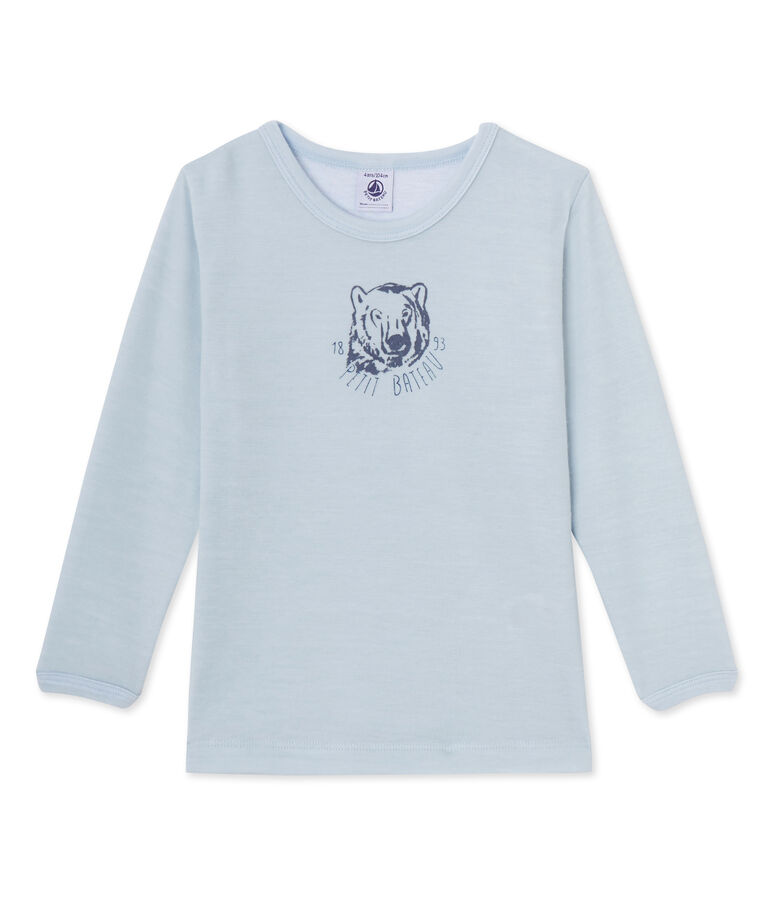 Jungen-T-Shirt aus Wolle/Baumwolle blau Fraicheur