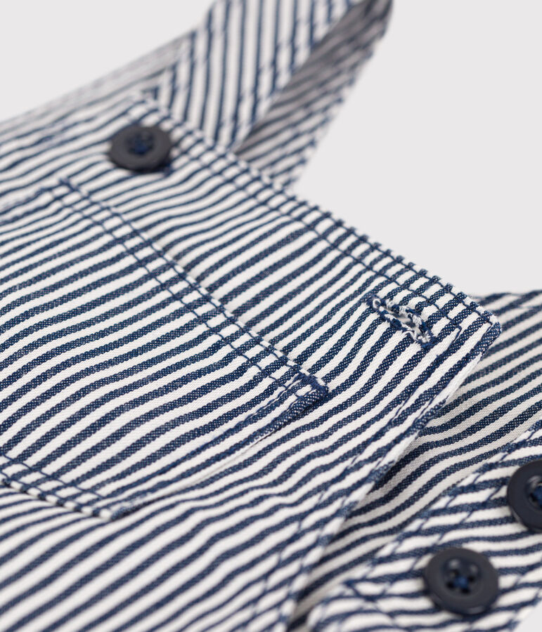 Baby-Kurzlatzhose aus gestreiftem Canvas f&uuml;r M&auml;dchen blau/weiss