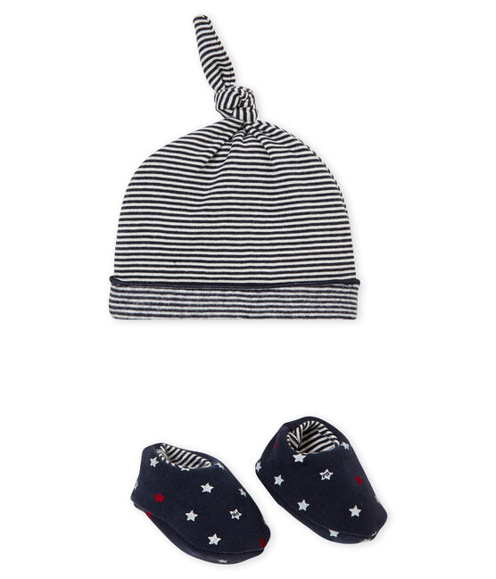 Baby Jungen Mütze und Schuhe im Set blau SMOKING/weiss MULTICO