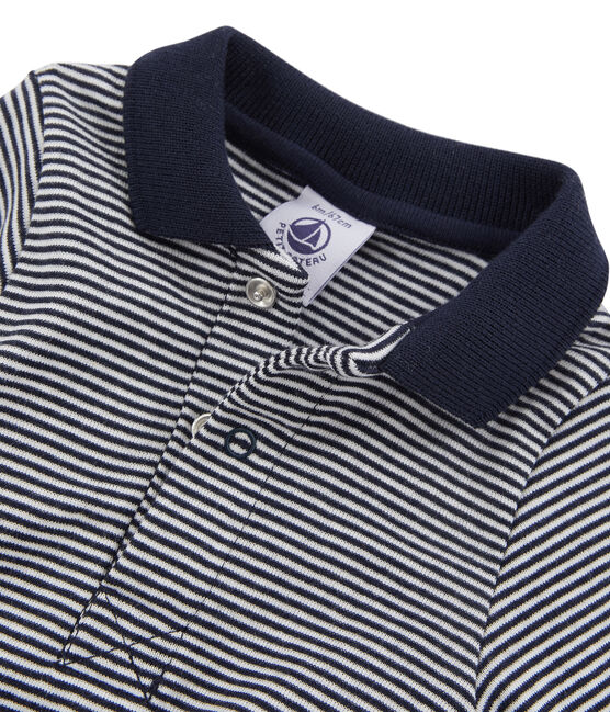 Langärmliger Baby-Body mit Polokragen für Jungen blau SMOKING/weiss LAIT