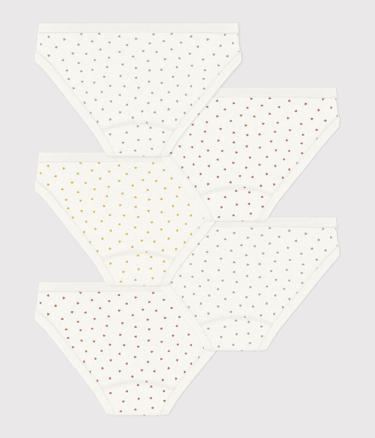 5er-Set-Slips aus Baumwolle f&uuml;r M&auml;dchen mit Herzen vielfarbig