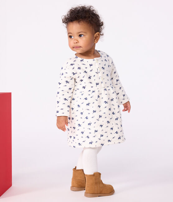 Langärmeliges Baby-Kleid aus Baumwolle mit Blumenmuster blau MILK/ SOIR