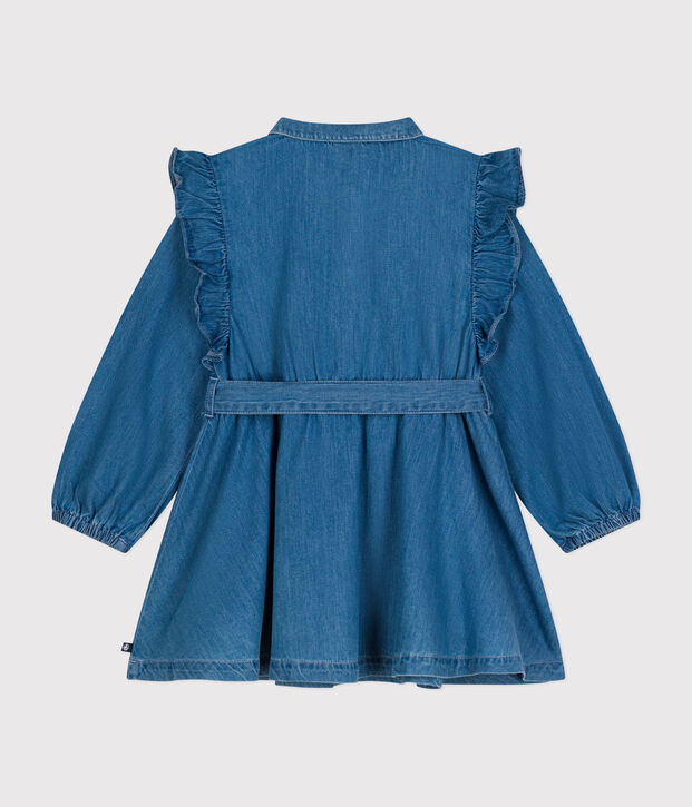 Lang&auml;rmeliges Kinder-Kleid aus leichtem Denim f&uuml;r M&auml;dchen blau