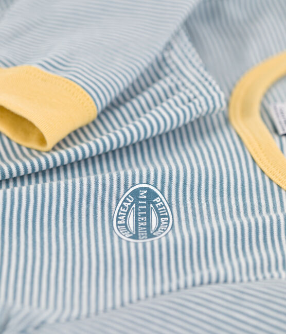 Kinderpyjama aus Baumwolle mit Ringelstreifen blau ROVER/weiss MARSHMALLOW