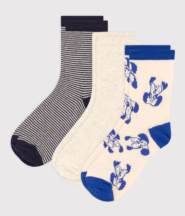 3er-Set Kindersocken mit Hundemotiv vielfarbig