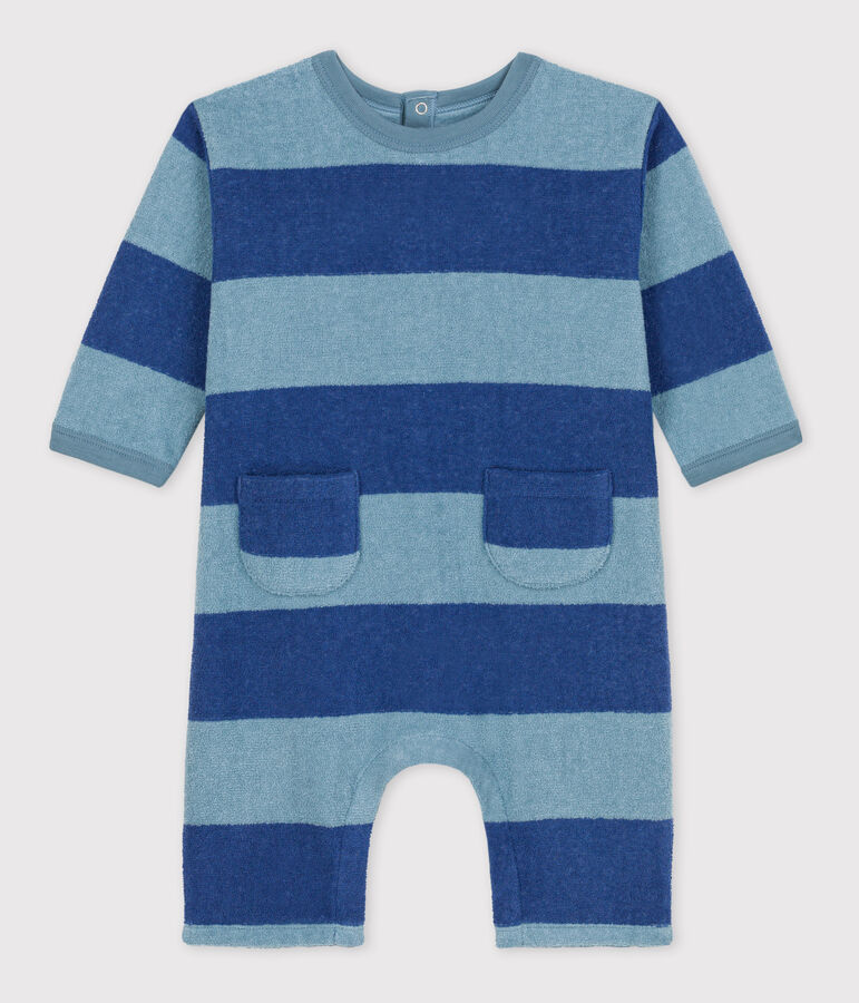 Langer Baby-Overall aus Frottee blau/blau